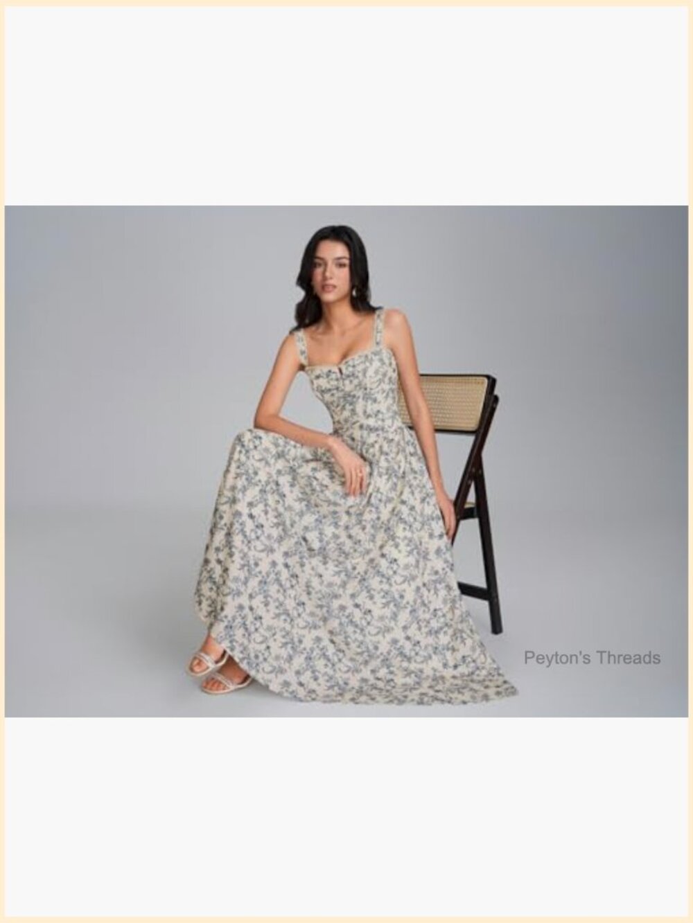 Women Midi Dress Flowy Lace Smocked Corset A-Line with Pockets - Picture 6 of 7